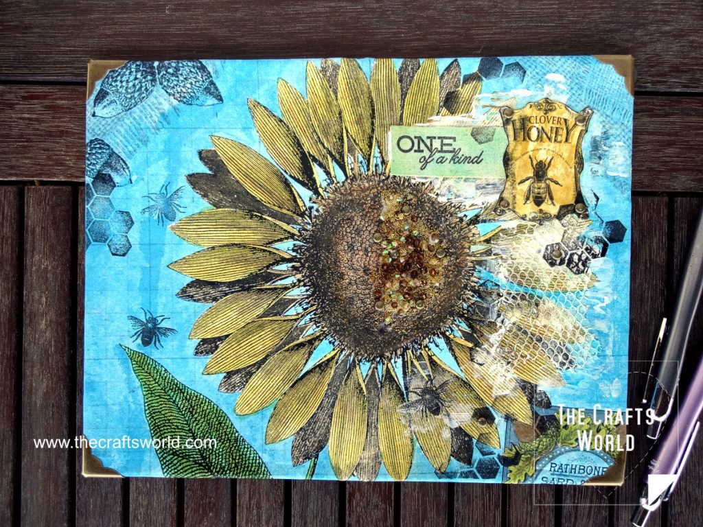 Sunflower canvas book cover open