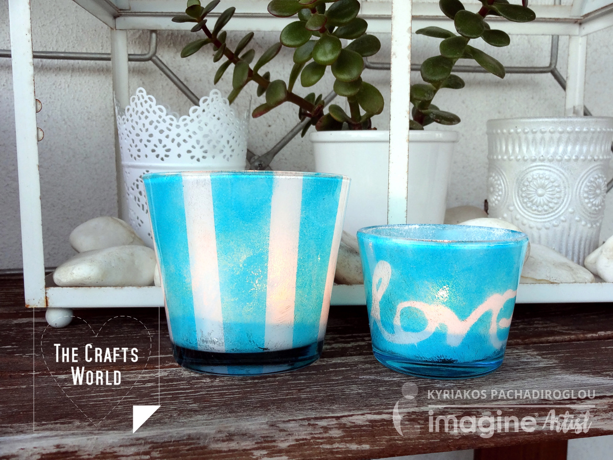 Teal light candle holders